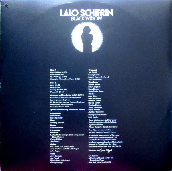 Lalo Schifrin - Black Widow | CTI Records (CTI 5000) - 3