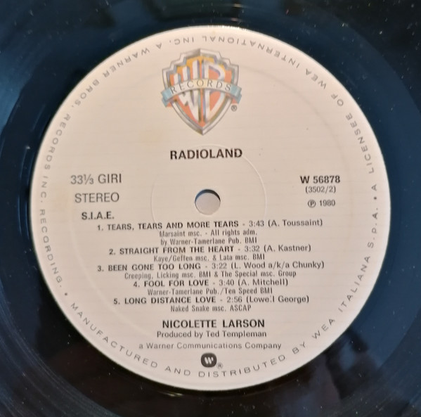 Nicolette Larson - Radioland | Warner Bros. Records (W 56878) - 4