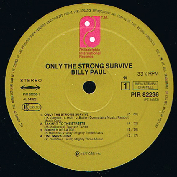 Billy Paul - Only The Strong Survive | Philadelphia International Records (PIR 82236) - 3 Billy Paul - Only The Strong Survive | Philadelphia International Records (PIR 82236) - 3
