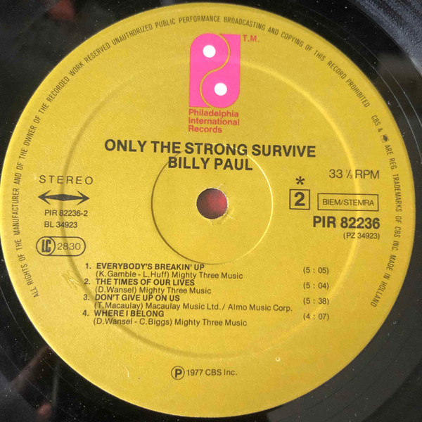 Billy Paul - Only The Strong Survive | Philadelphia International Records (PIR 82236) - 4 Billy Paul - Only The Strong Survive | Philadelphia International Records (PIR 82236) - 4