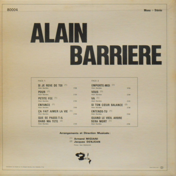 Alain Barrière - Alain Barrière | Barclay (80004) - 2