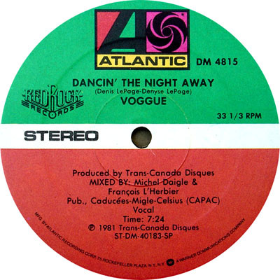 Voggue - Dancin' The Night Away | Atlantic (DM 4815) - main