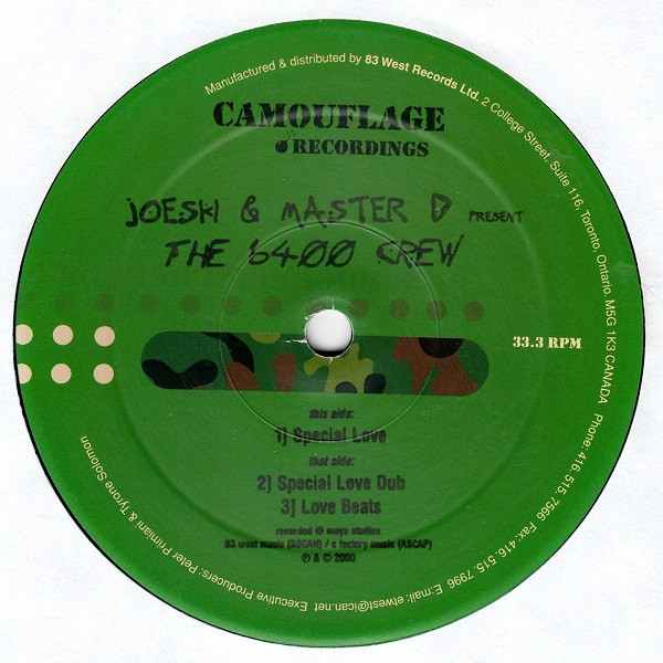 Joeski & Master D Present 6400 Crew - Special Love | Camouflage Recordings (CM 008)
