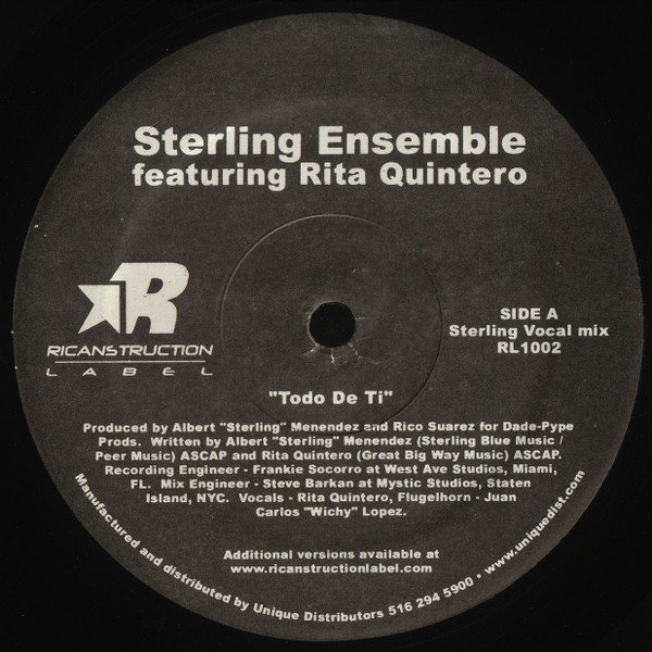 Sterling Ensemble Featuring Rita Quintero - Todo De Ti | Ricanstruction Records (RL1002) - main