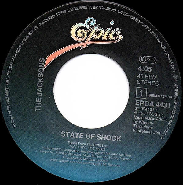 The Jacksons - State Of Shock | Epic (EPCA 4431) - 4