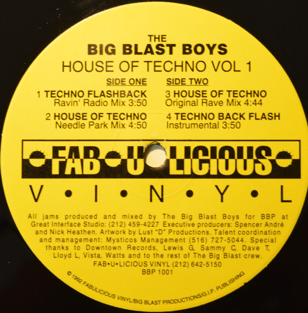 Big Blast Boys - House Of Techno Vol. 1 | Fabulicious Vinyl (BBP 1001)