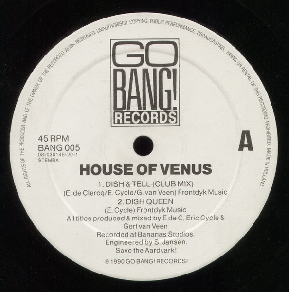 House Of Venus - Dish & Tell | Go Bang! Records (BANG 005) - main House Of Venus - Dish & Tell | Go Bang! Records (BANG 005) - main