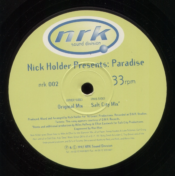 Nick Holder - Paradise | NRK Sound Division (nrk 002) - main