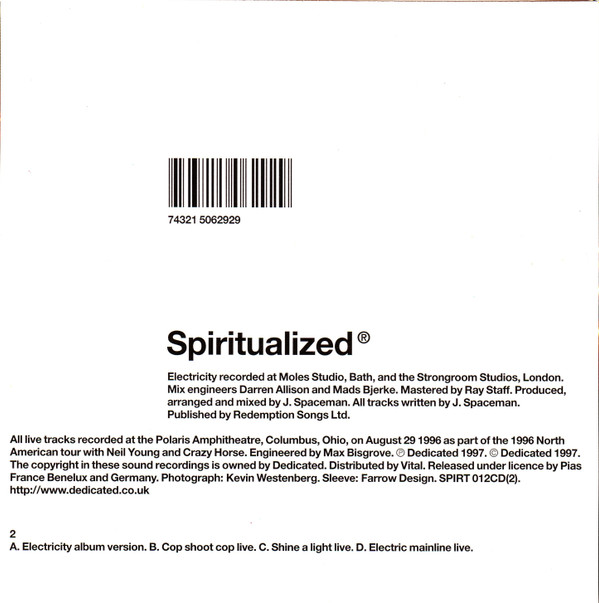Spiritualized - Electricity | Dedicated (SPIRT 012CD(2)) - 2