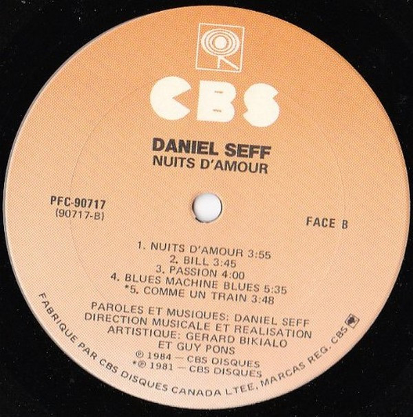 Daniel Seff - Nuits D'amour | CBS (PFC90717) - 3