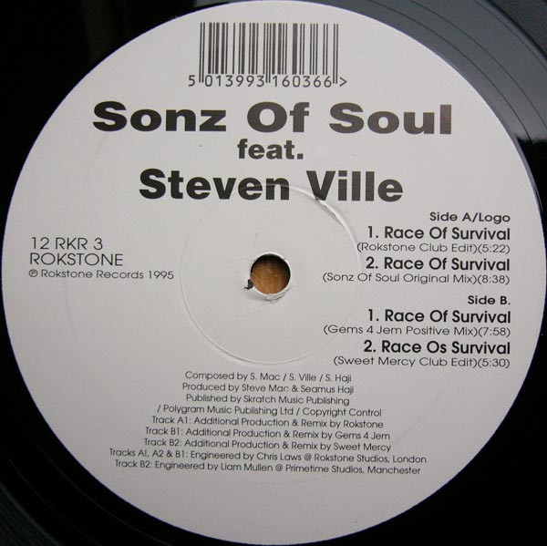 Sonz Of Soul Featuring Steven Ville - Race Of Survival | Rokstone Records (12 RKR 3) - 3 Sonz Of Soul Featuring Steven Ville - Race Of Survival | Rokstone Records (12 RKR 3) - 3