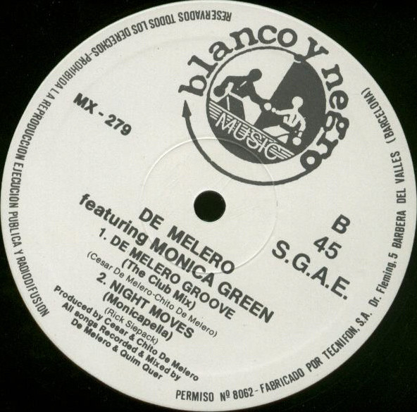 De Melero Featuring Monica Green - Night Moves | Blanco Y Negro (MX 279) - 3