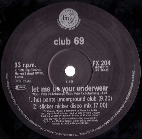 Club 69 - Let Me Be Your Underwear | FFRR (FX 204) - 3 Club 69 - Let Me Be Your Underwear | FFRR (FX 204) - 3