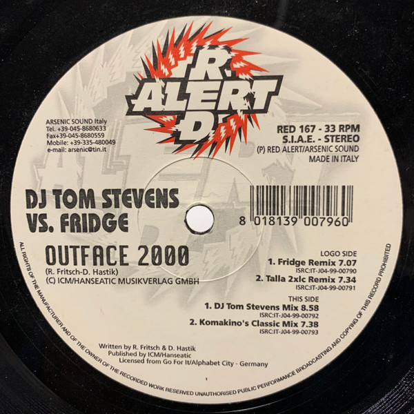 DJ Tom Stevens vs. Ralph Fridge - Outface 2000 | Red Alert (RED 167) - main DJ Tom Stevens vs. Ralph Fridge - Outface 2000 | Red Alert (RED 167) - main