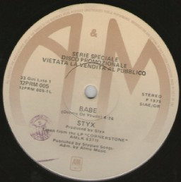 Styx - Babe | A&M Records (12PRM 005) - 2