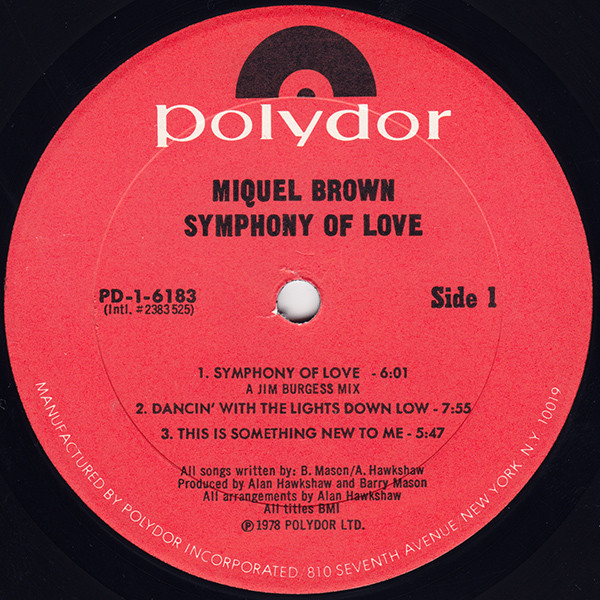 Miquel Brown - Symphony Of Love | Polydor (PD-1-6183) - 3