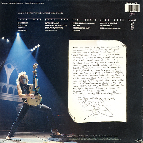 Ozzy Osbourne - Randy Rhoads Tribute | Epic (EPC 450475 1) - 6