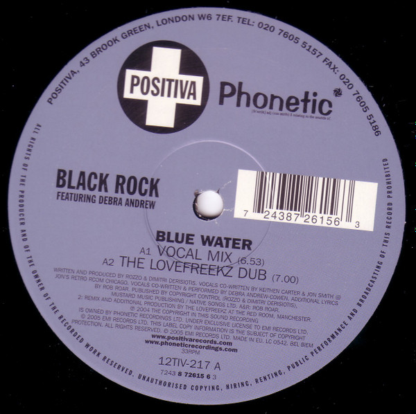 Black Rock Featuring Debra Andrew - Blue Water (No. 1) | Positiva (12TIV-217) - 3