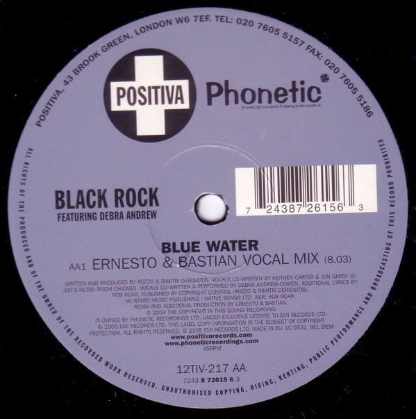 Black Rock Featuring Debra Andrew - Blue Water (No. 1) | Positiva (12TIV-217) - 4