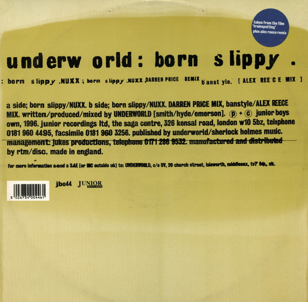 Underworld - Born Slippy | Junior Boy's Own (jbo44) - main