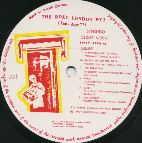 Various - The Roxy London WC2 (Jan - Apr 77) | Harvest (SHSP 4069) - 3