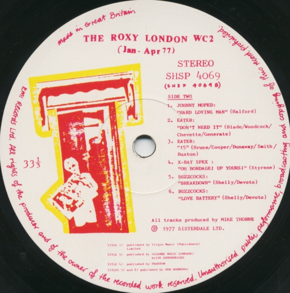 Various - The Roxy London WC2 (Jan - Apr 77) | Harvest (SHSP 4069) - 4