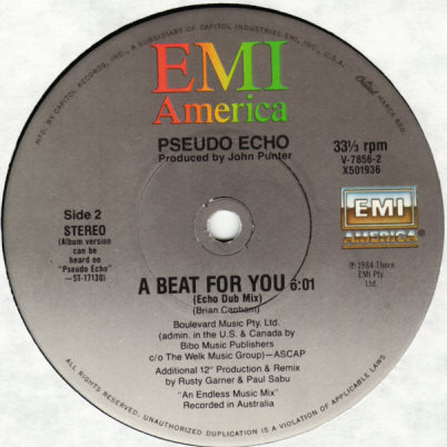 Pseudo Echo - A Beat For You | EMI America (V-7856) - 2