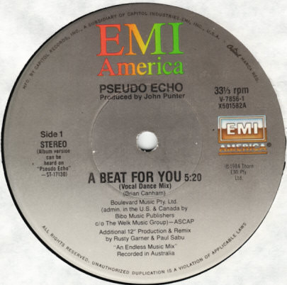 Pseudo Echo - A Beat For You | EMI America (V-7856)