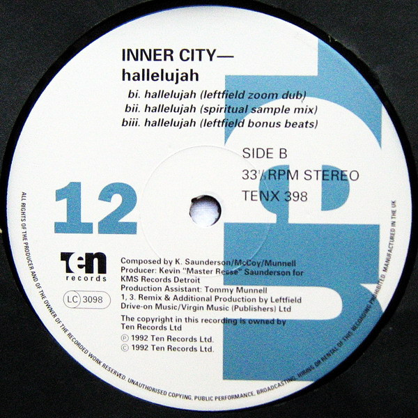 Inner City - Hallelujah '92 | 10 Records (TENX 398) - 4 Inner City - Hallelujah '92 | 10 Records (TENX 398) - 4