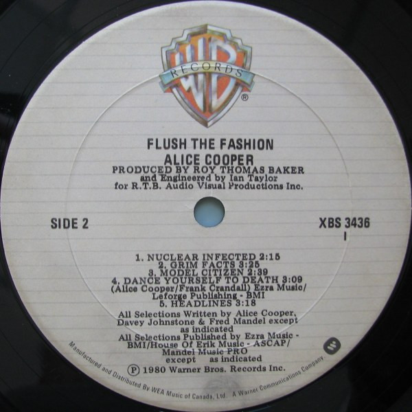 Alice Cooper - Flush The Fashion | Warner Bros. Records (XBS 3436) - 4 Alice Cooper - Flush The Fashion | Warner Bros. Records (XBS 3436) - 4