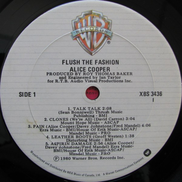 Alice Cooper - Flush The Fashion | Warner Bros. Records (XBS 3436) - 3 Alice Cooper - Flush The Fashion | Warner Bros. Records (XBS 3436) - 3
