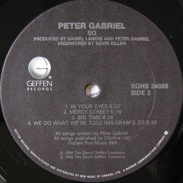 Peter Gabriel - So | Geffen Records (XGHS 24088) - 4 Peter Gabriel - So | Geffen Records (XGHS 24088) - 4