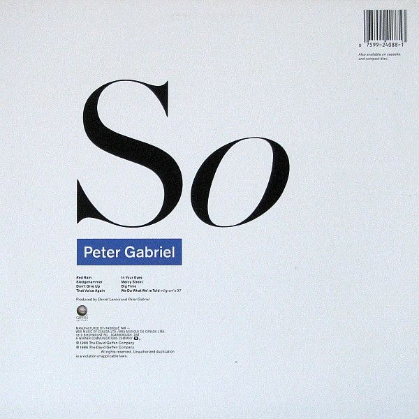 Peter Gabriel - So | Geffen Records (XGHS 24088) - 2 Peter Gabriel - So | Geffen Records (XGHS 24088) - 2
