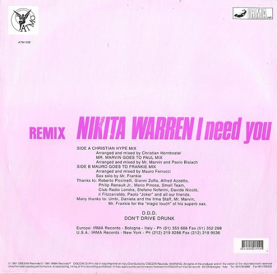 Nikita Warren - I Need You (Remix) | Atmo (ATM 002) - 2 Nikita Warren - I Need You (Remix) | Atmo (ATM 002) - 2