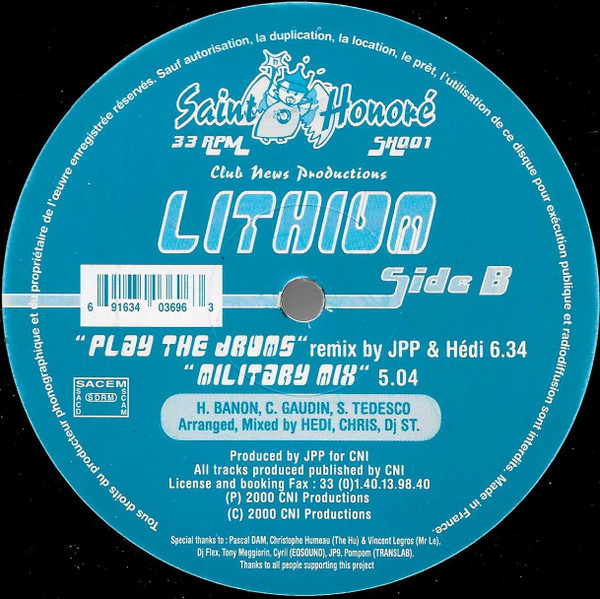 Lithium - Play The Drums | Saint Honoré (SH001) - 2 Lithium - Play The Drums | Saint Honoré (SH001) - 2
