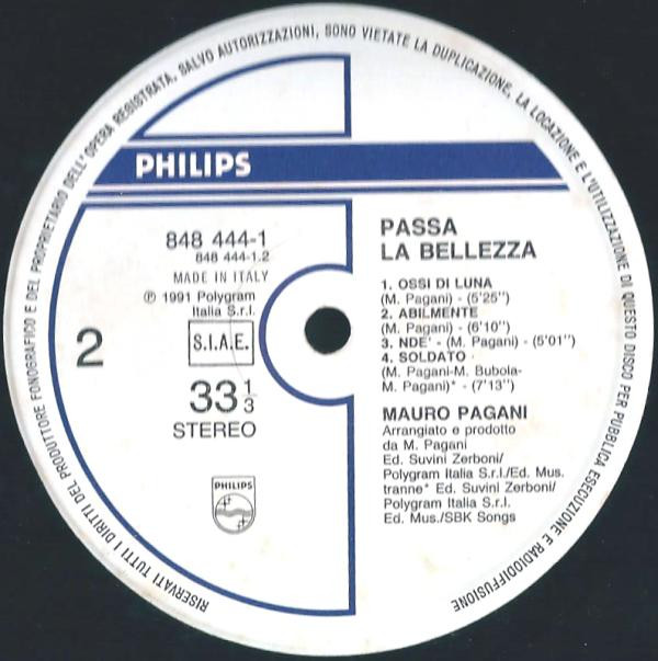 Mauro Pagani - Passa La Bellezza | Philips (848 444-1) - 3