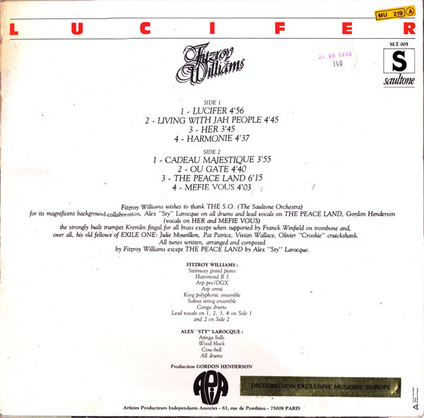 Fitzroy Williams - Lucifer | Apia (AP 448) - 2