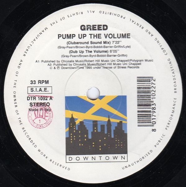 Greed - Pump Up The Volume | Downtown (DTR 1092) - main