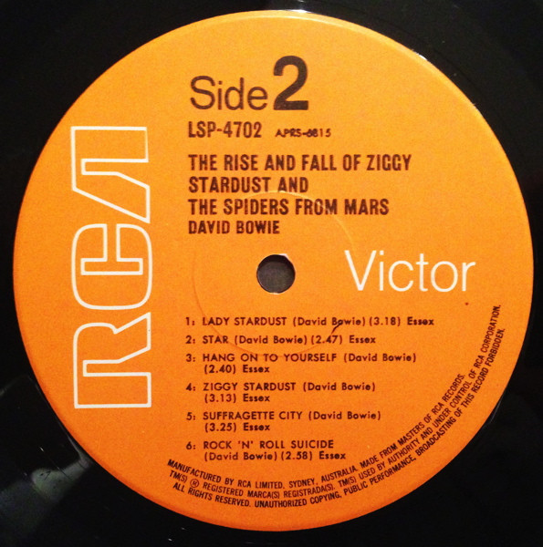 David Bowie - The Rise And Fall Of Ziggy Stardust And The Spiders From Mars | RCA Victor (LSP 4702) - 4 David Bowie - The Rise And Fall Of Ziggy Stardust And The Spiders From Mars | RCA Victor (LSP 4702) - 4