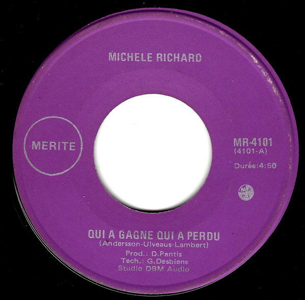 Michele Richard - Un Jour À La Fois / Qui A Gagné Qui A Perdu / Jamais Assez | Disques Mérite (MR-4101) - 3 Michele Richard - Un Jour À La Fois / Qui A Gagné Qui A Perdu / Jamais Assez | Disques Mérite (MR-4101) - 3