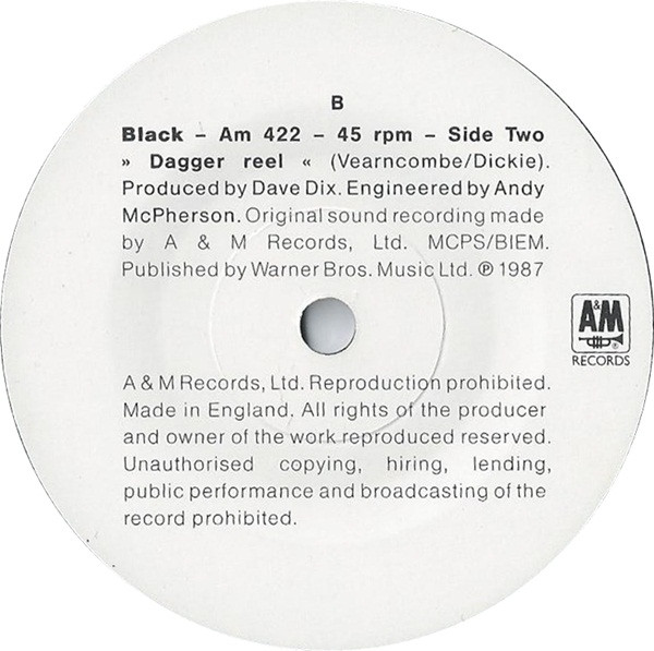 Black - Paradise | A&M Records (Am 422) - 4
