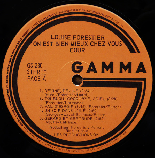 Louise Forestier - On Est Bien Mieux Chez-Vous | Gamma (GS-230) - 3 Louise Forestier - On Est Bien Mieux Chez-Vous | Gamma (GS-230) - 3
