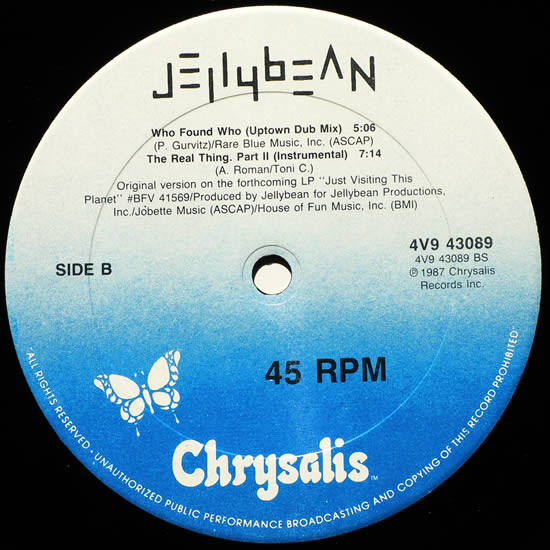 John "Jellybean" Benitez Featuring Elisa Fiorillo - Who Found Who | Chrysalis (4V9 43089) - 4