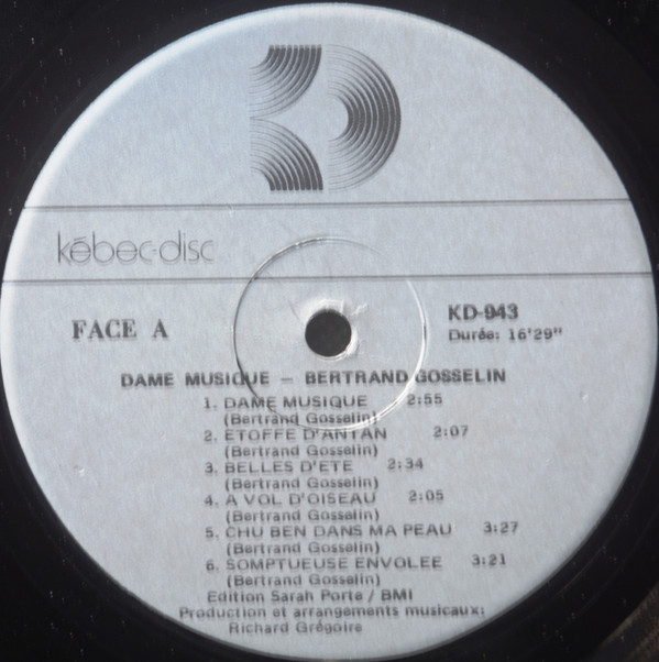 Bertrand Gosselin - Dame Musique | Kébec-Disc (KD-943) - 3 Bertrand Gosselin - Dame Musique | Kébec-Disc (KD-943) - 3