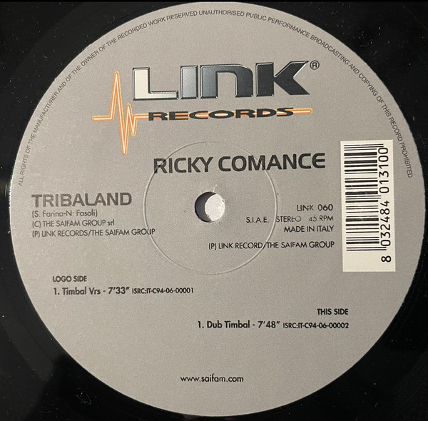 Ricky Comance - Tribaland | Link Records (LINK060) - 3