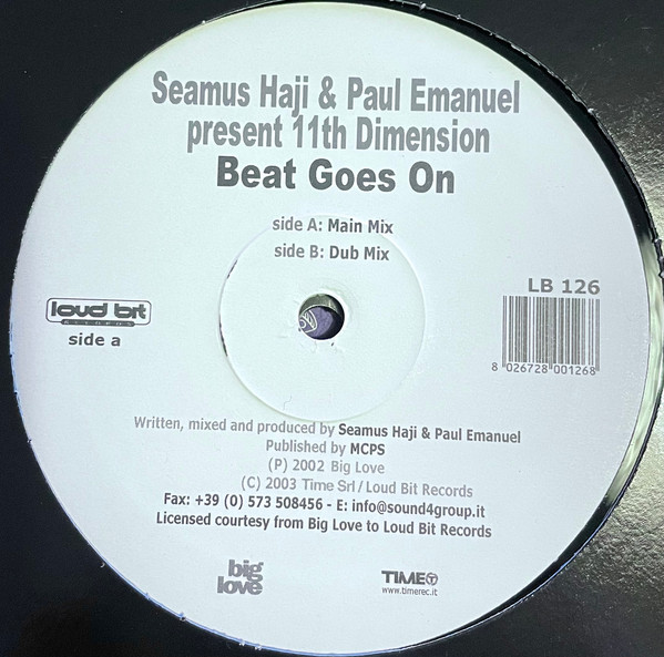 Seamus Haji & Paul Emanuel Present 11th Dimension - Beat Goes On | Loud Bit Records (LB 126) - main Seamus Haji & Paul Emanuel Present 11th Dimension - Beat Goes On | Loud Bit Records (LB 126) - main