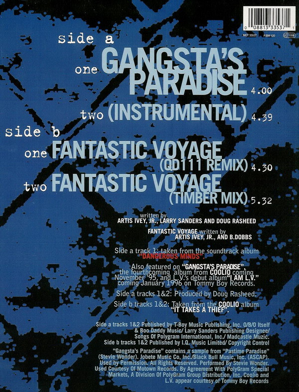 Coolio Featuring LV - Gangsta's Paradise | MCA Records (MCT 33537) - 4