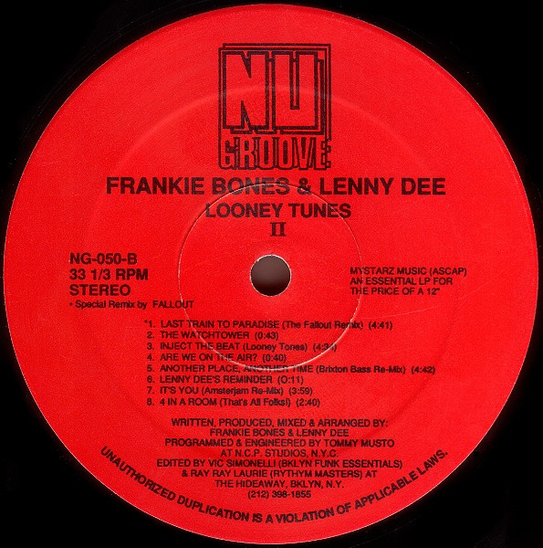 Frankie Bones & Lenny Dee - Looney Tunes II | Nu Groove Records (NG-050) - 2 Frankie Bones & Lenny Dee - Looney Tunes II | Nu Groove Records (NG-050) - 2