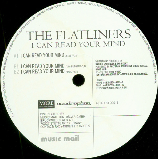 Flatliners - I Can Read Your Mind | Quadrophon (QUADRO 007-1) - main