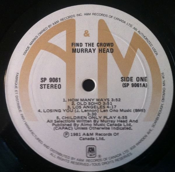 Murray Head - Find The Crowd | A&M Records (SP 9061) - 3 Murray Head - Find The Crowd | A&M Records (SP 9061) - 3